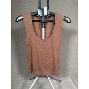 J.Crew Womens Ribbed Scoop Neck Tank Top Brown BY388 SU24
